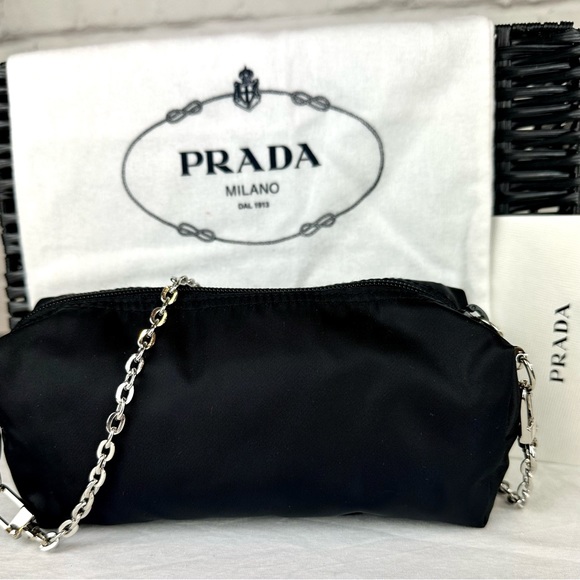PRADA black nylon pouch crossbody or bum bag with dust bag EXCELLENT - Picture 5 of 15